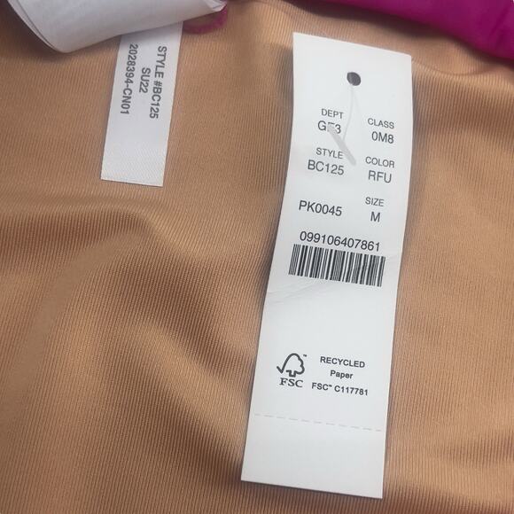 J Crew‎ Curved Waist Bikini Bottom Fuchsia Cheeky Size Medium BC125 New - Picture 5 of 5